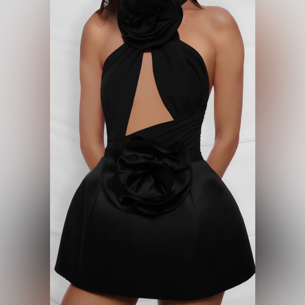 LEAU Cleo Cut Out Satin Mini Dress